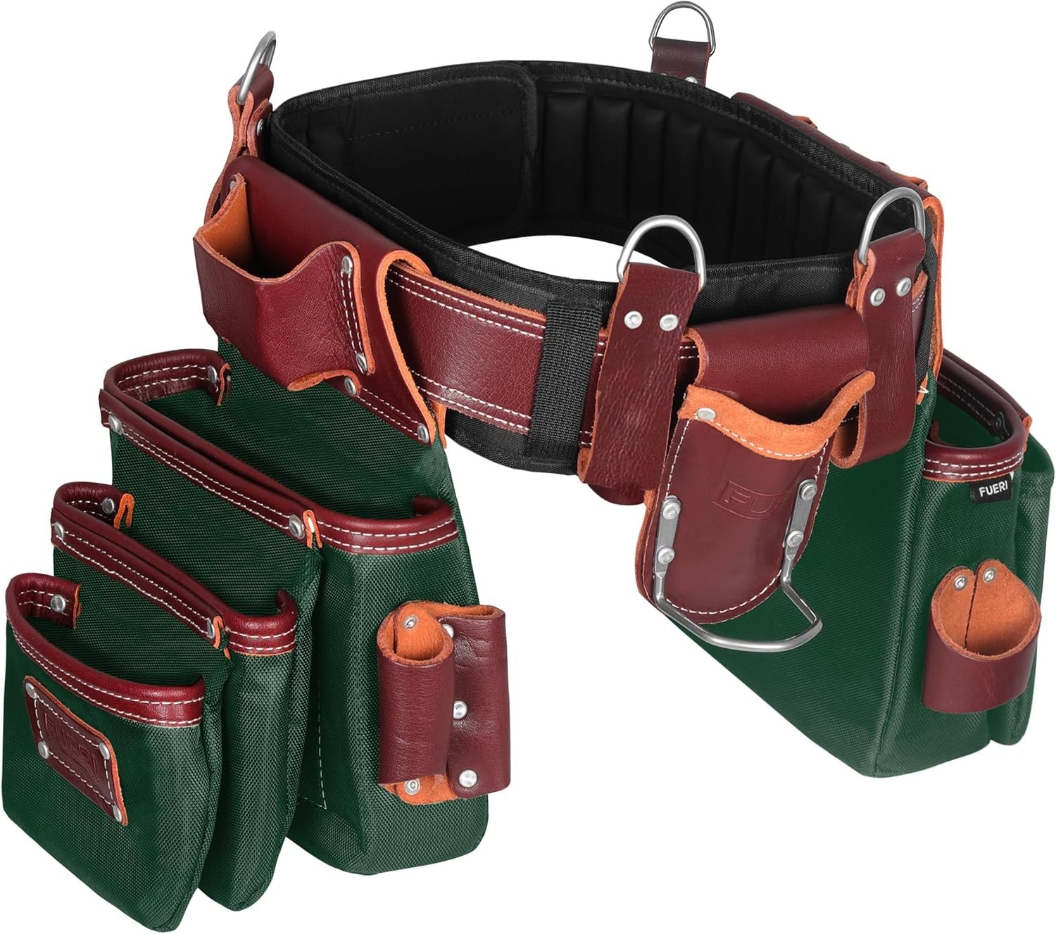 NEW FUERI Electrician’s Heavy Duty 26 Pocket Leather-Nylon Tool Belt & Bag Combo