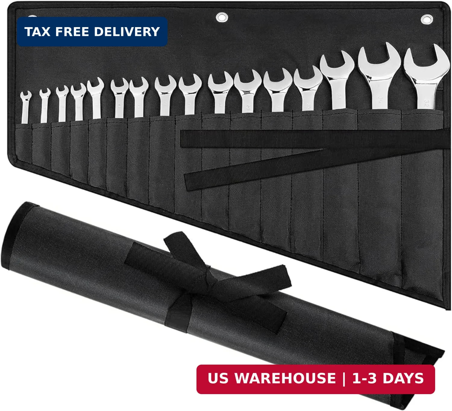 16 Pockets Wrench Roll Organizer Wrench Pouch Roll up with Water Proof Oxford