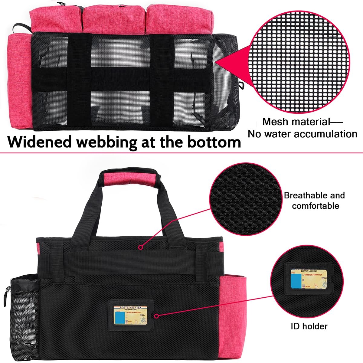 Timoxi Large Cleaning Caddy Bag Built-in Sturdy Support Board, Rose Red
