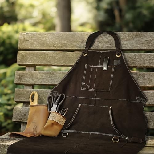 Work Apron – Heavy Duty Woodworking Apron for Men with Tool M to XXL Brown