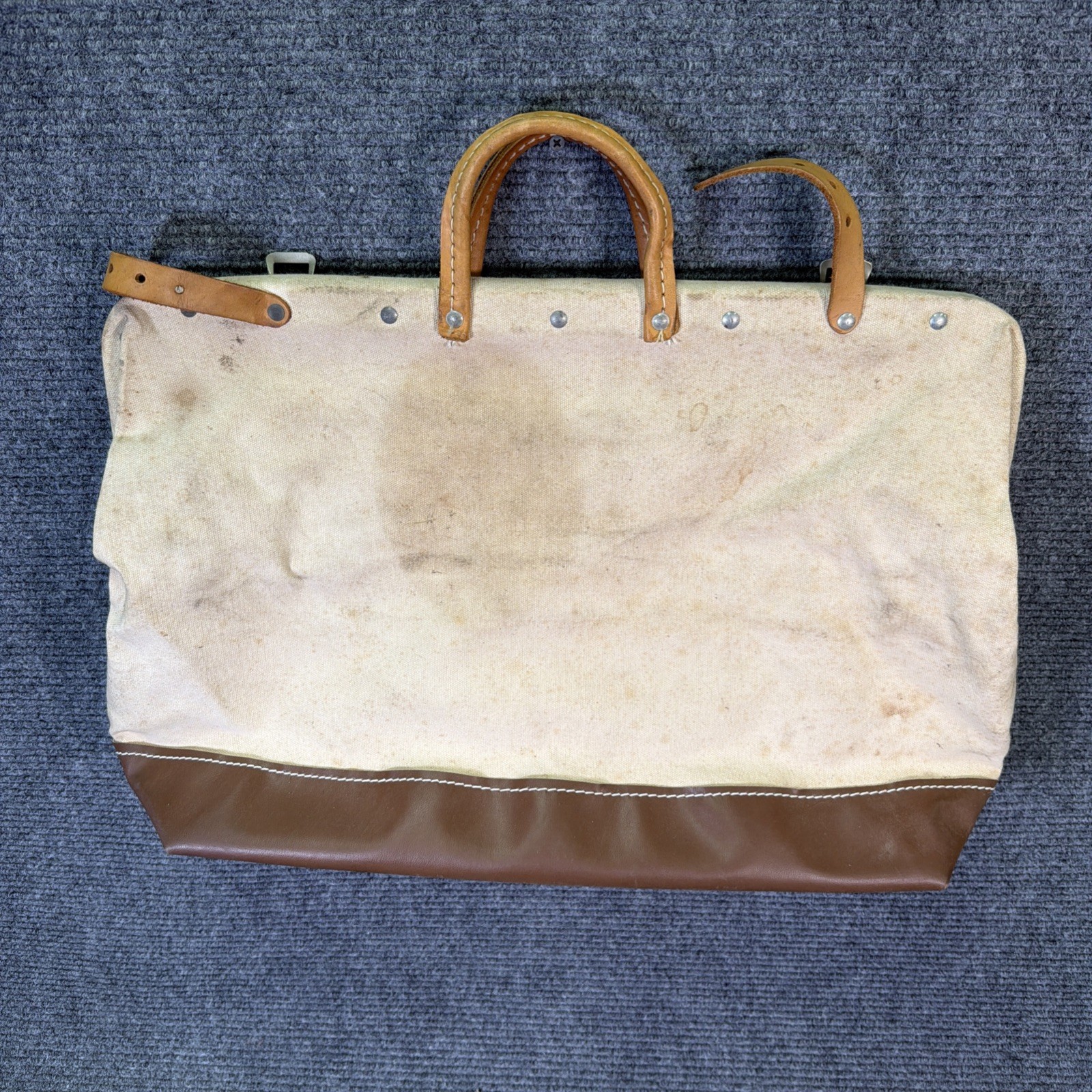Vintage Klein Tools Bag 5102-20 Heavy Canvas Leather Lineman Storage Tote USA