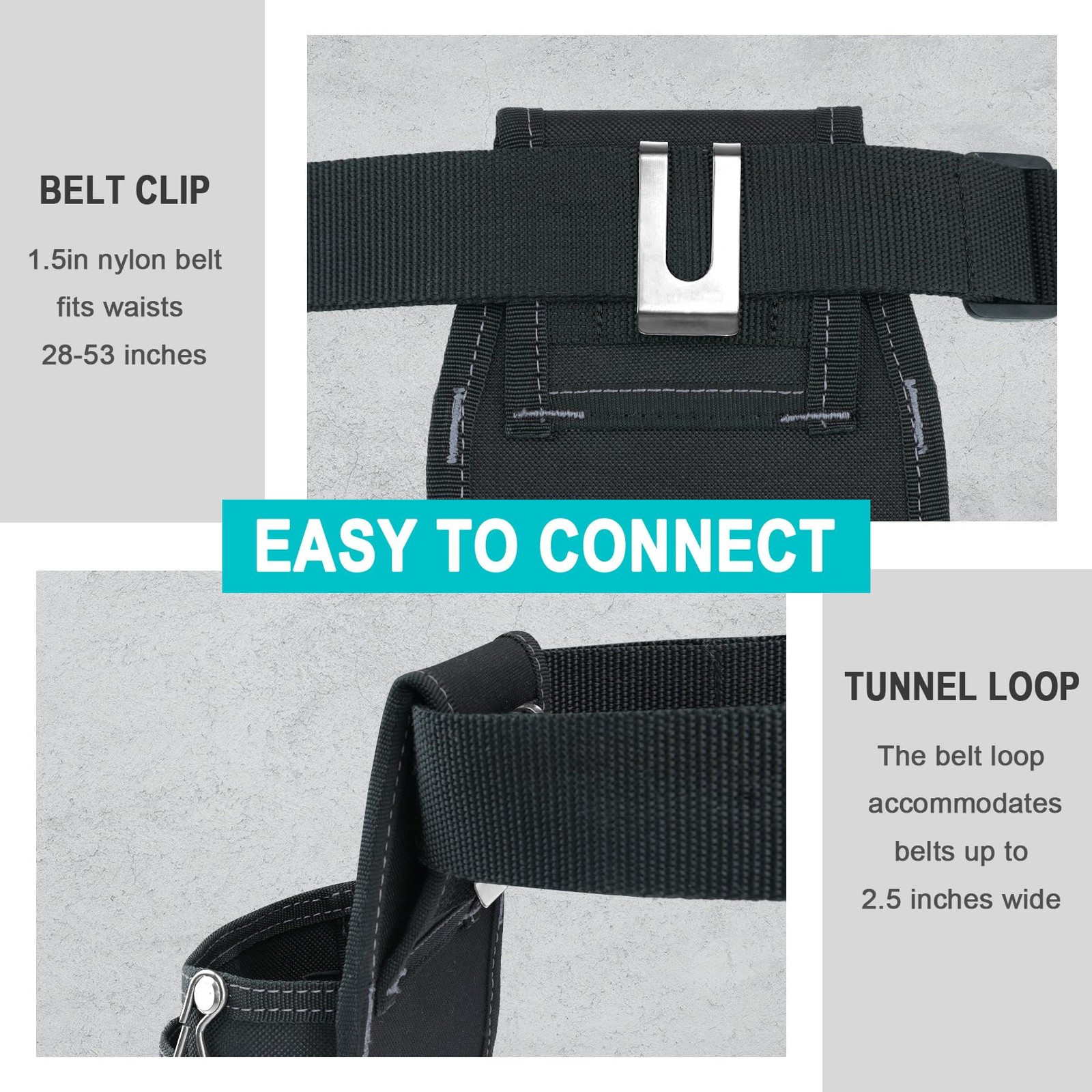 7 Pocket Tool Pouch Belt Clip Heavy Duty Organizer 600D Polyester For Electricia