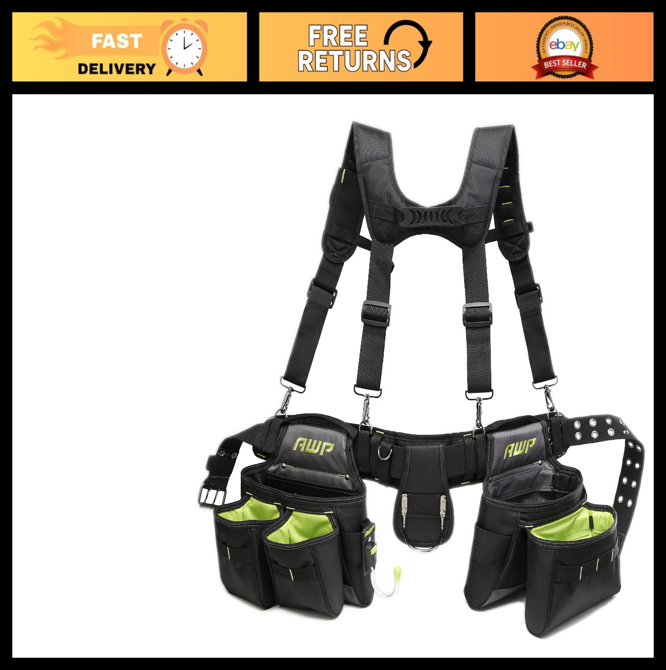 Durable Utility Tool Belt Organizer for Men & Women, Electrician, Mechanic Rig
