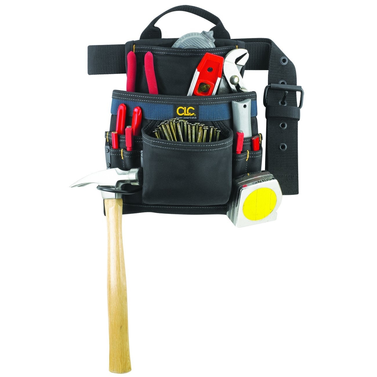 Custom Leathercraft 2823 Ballistic Nail and Tool Bag Black Medium 10-Pocket