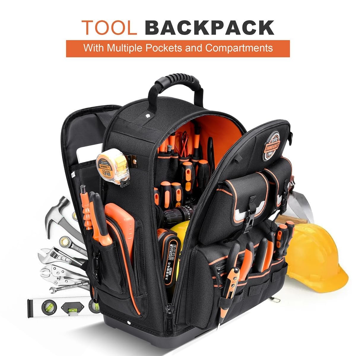 Tool Backpack Heavy Duty, Backpack Tool Bag organizer with 89 Pockets & Loops…