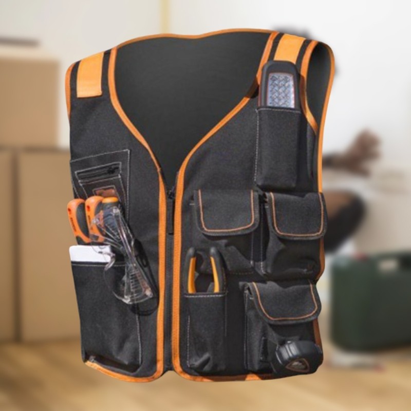 Safety Work Vest Tool Vest Maintenance Kit Multi-Pocket Vest Oxford Cloth