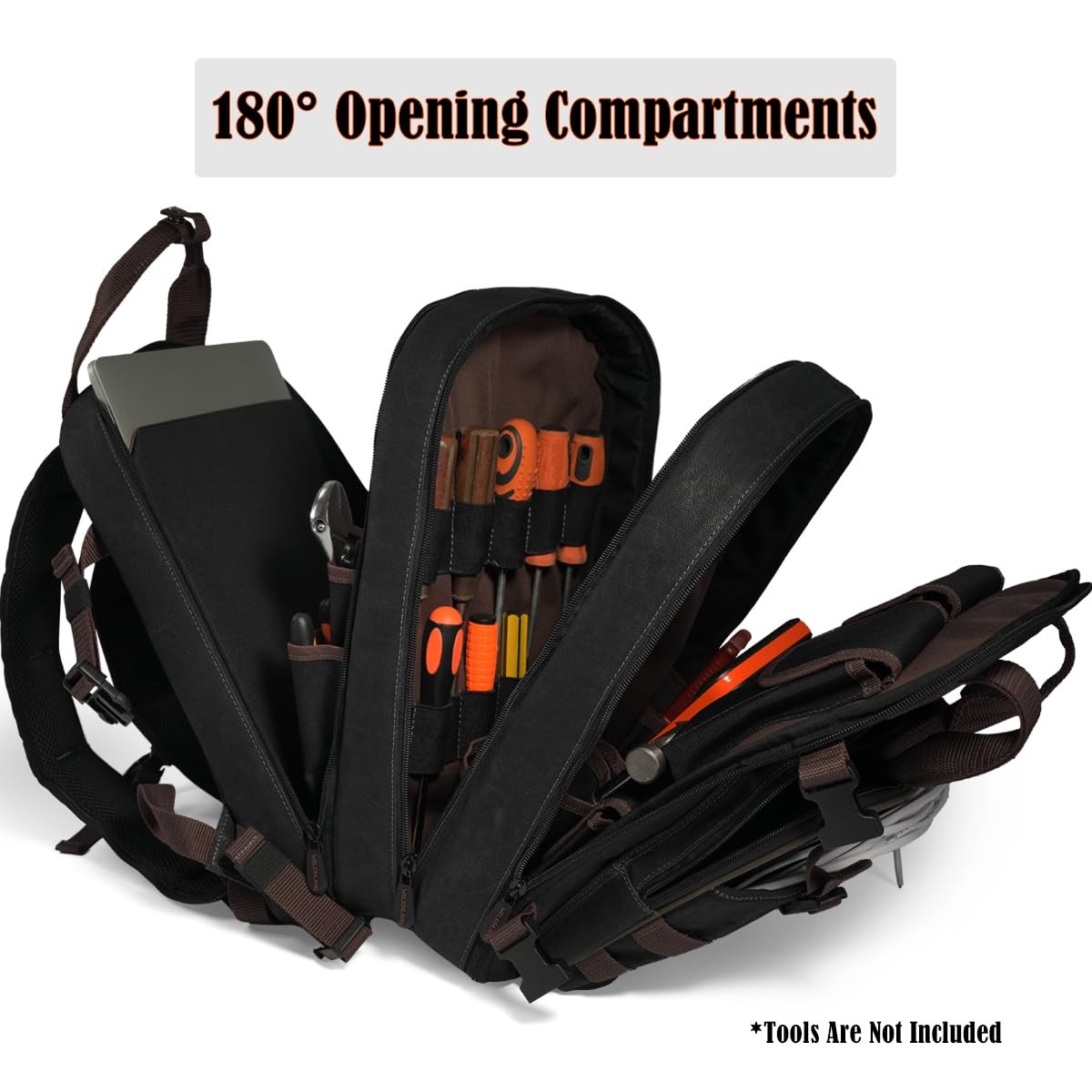 WELKINLAND 90-Pockets Electrician Backpack, Wax-Canvas Tool Backpacks Heavy D…