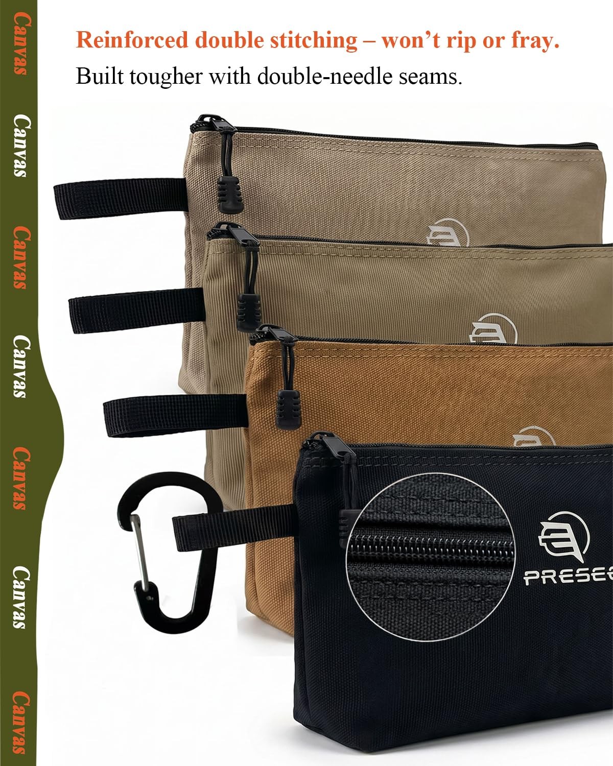 Heavy Duty Canvas Tool Pouch, Multi-Purpose Zipper Utility Bag, Durable Stora…