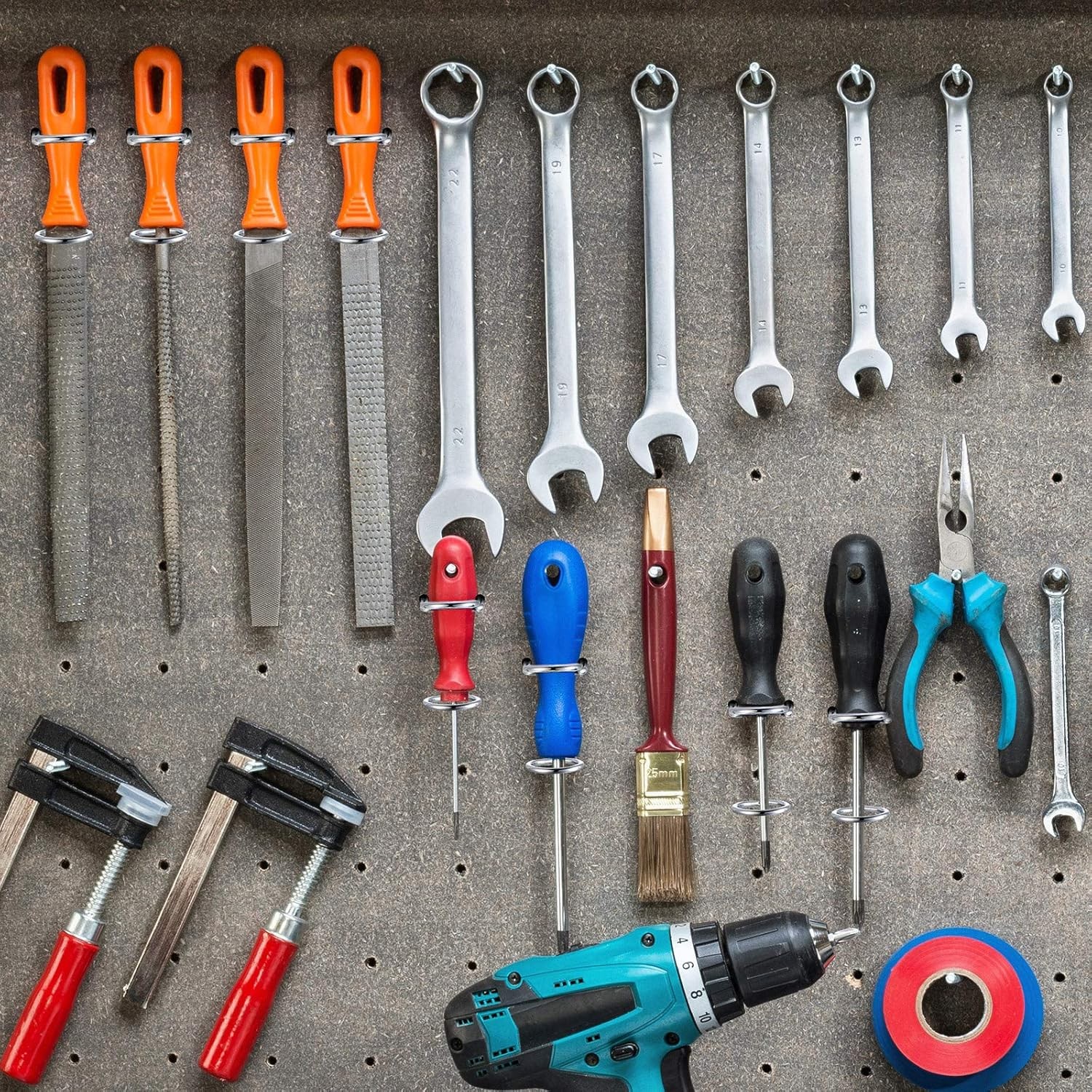 Double-Ring Tool Holders Pegboard Accessories Household Tools Organizer