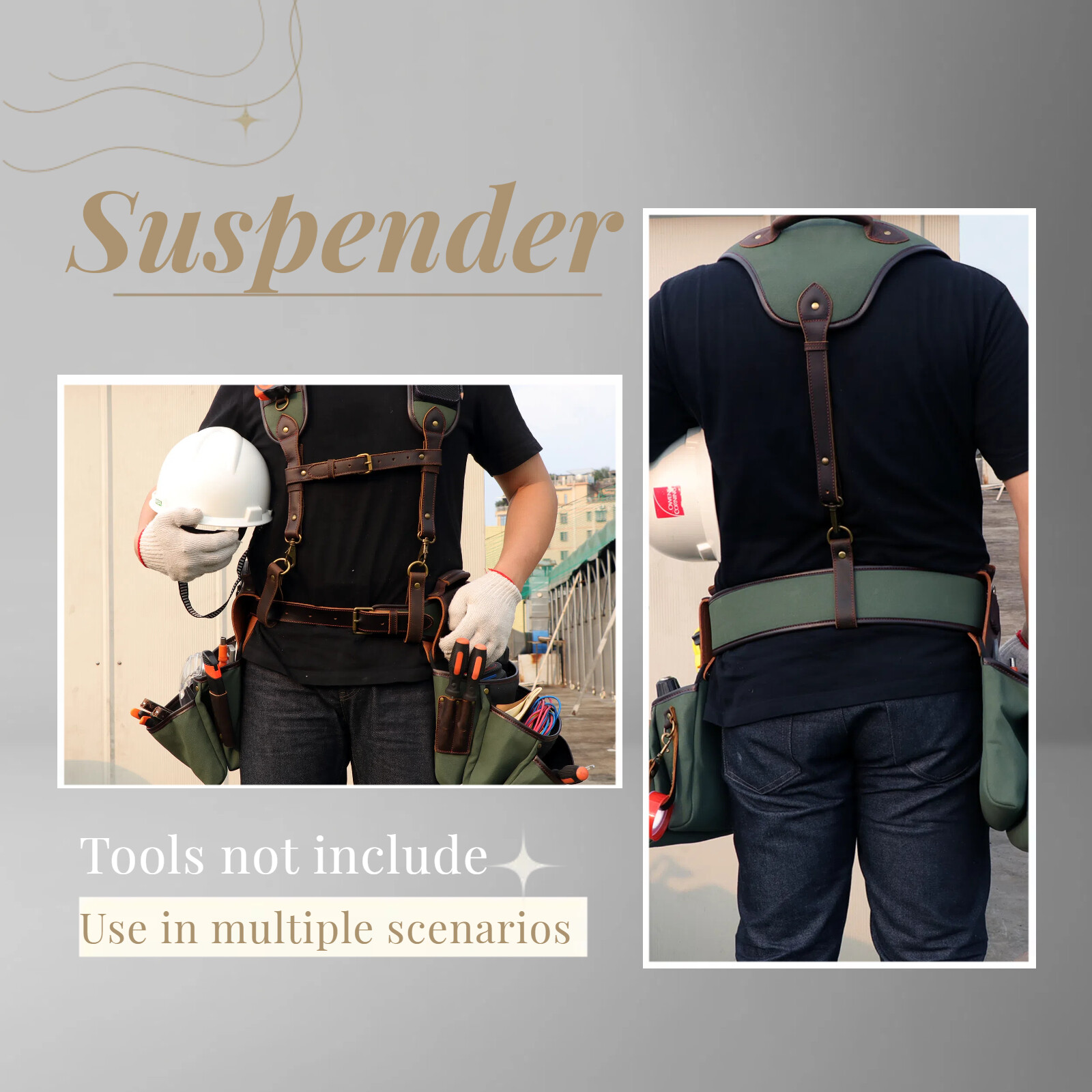 TOURBON Heavy Duty Tools Harness Suspenders Carpenter Rig Belt Contractor Strap