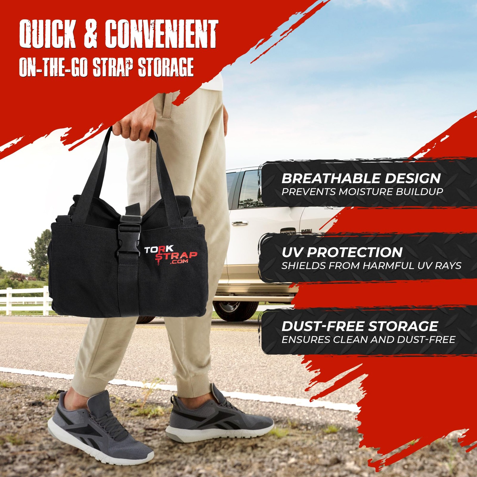TorkStrap TorkBag | Tie Down Strap Organizing Bag Stores up to 8 Cargo Strap…