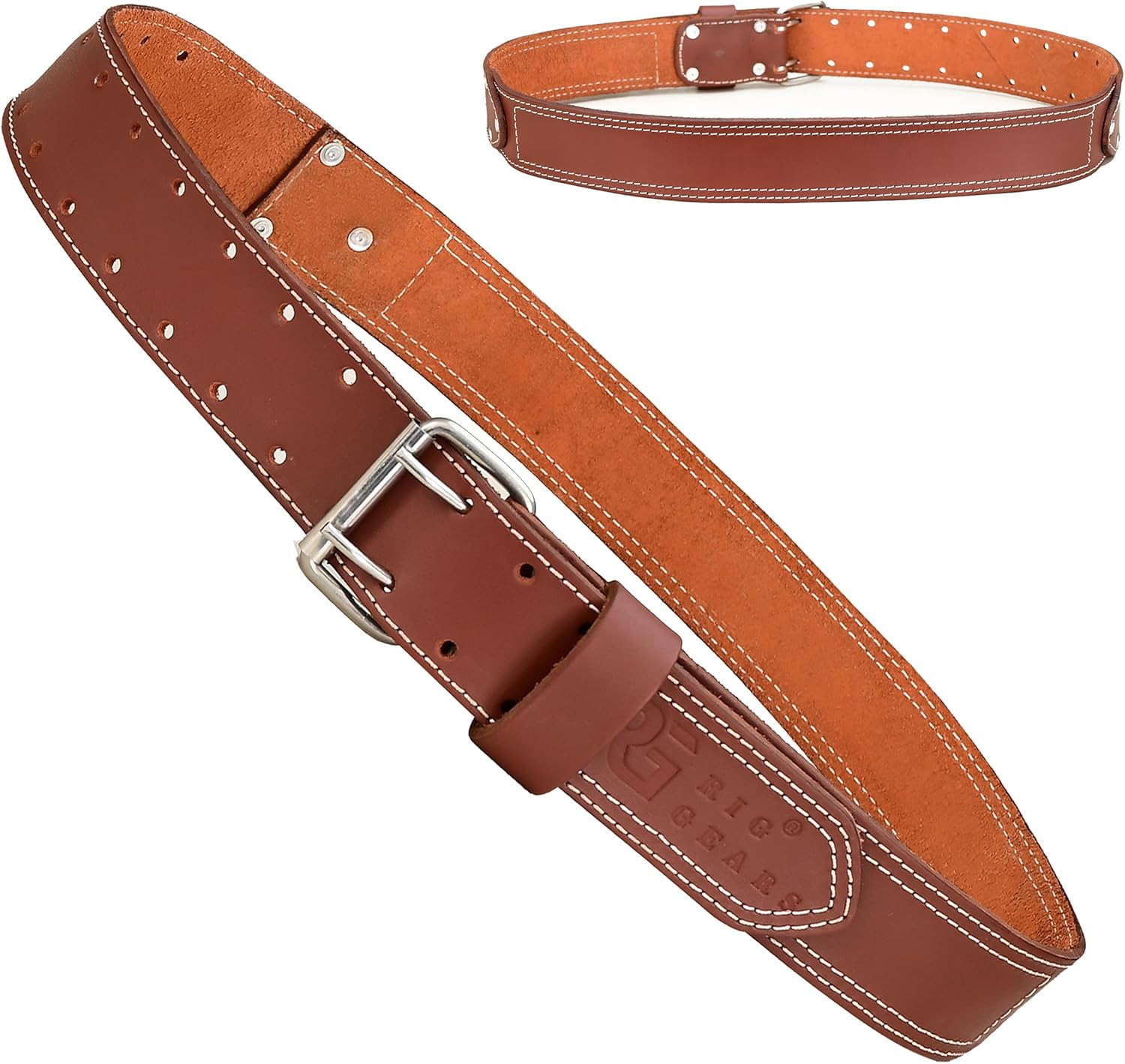 Leather Tool Belt for Men Grain Leather Work Belts | 2 Inch Carpenter Constaract