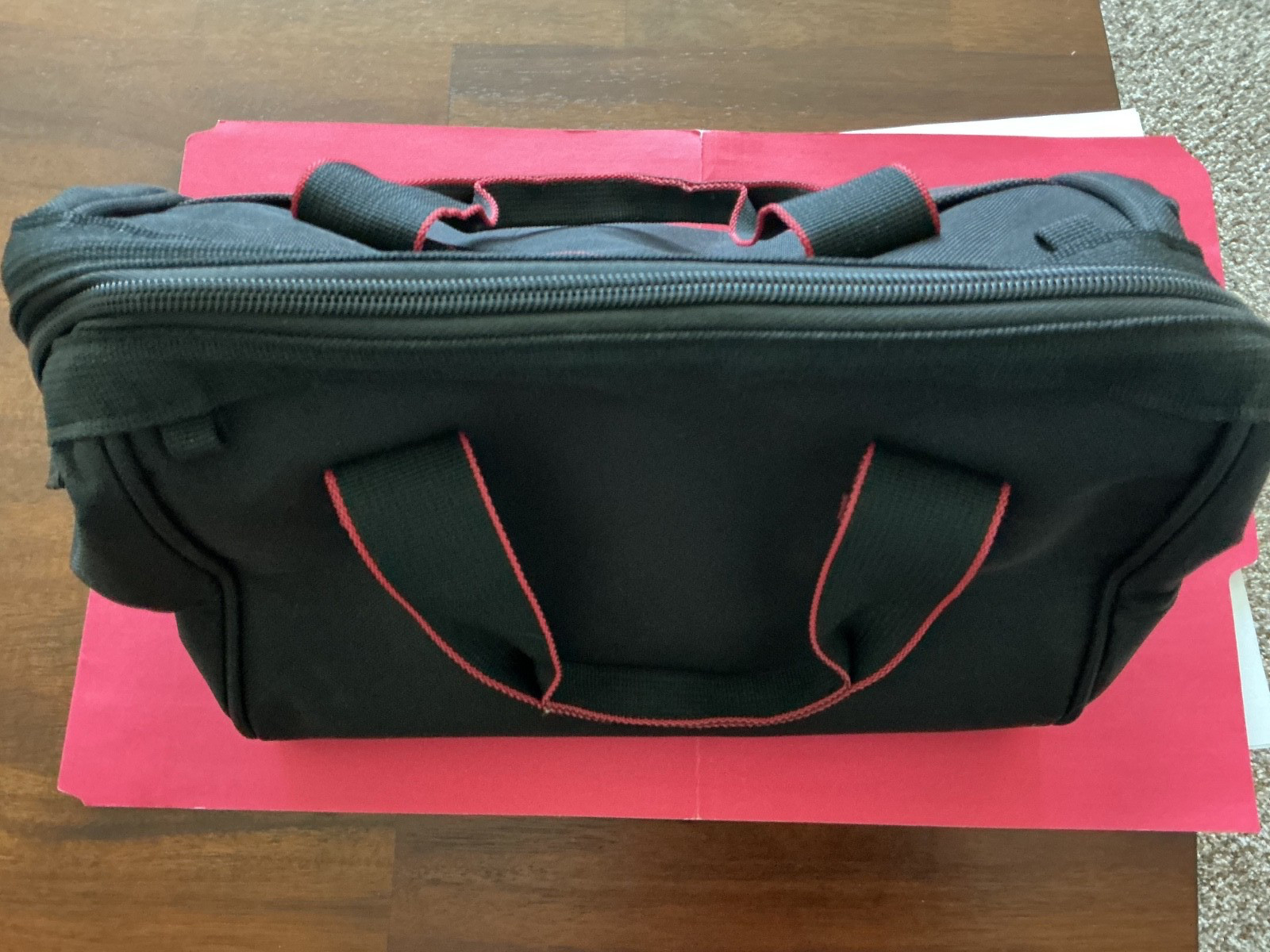 Ultra Steel Tool Bag appx 12 x 8, Black with red stitching