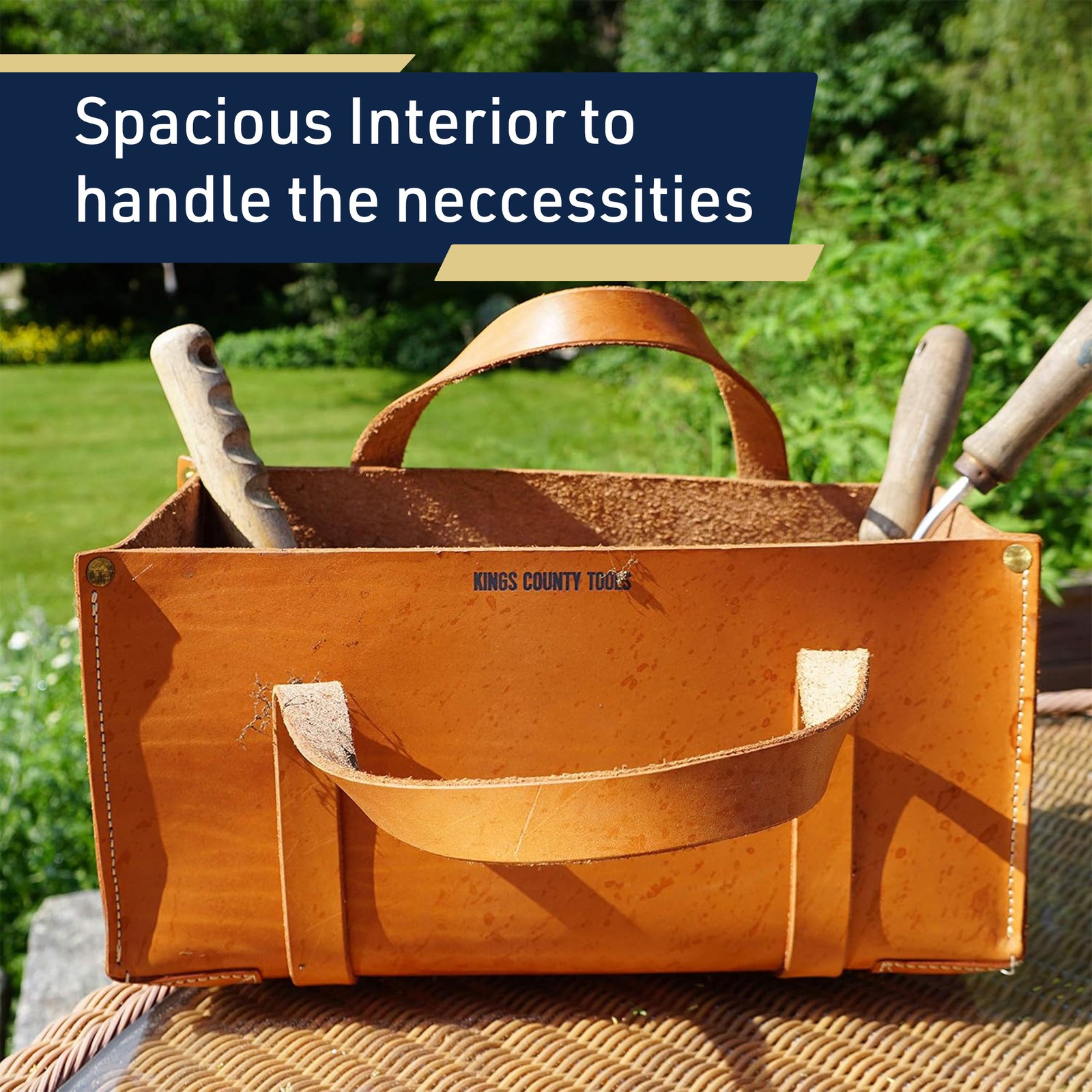 Buffalo Leather Tote Tool Bag Large Utility Tote Bag for Hand Tools, Gardening