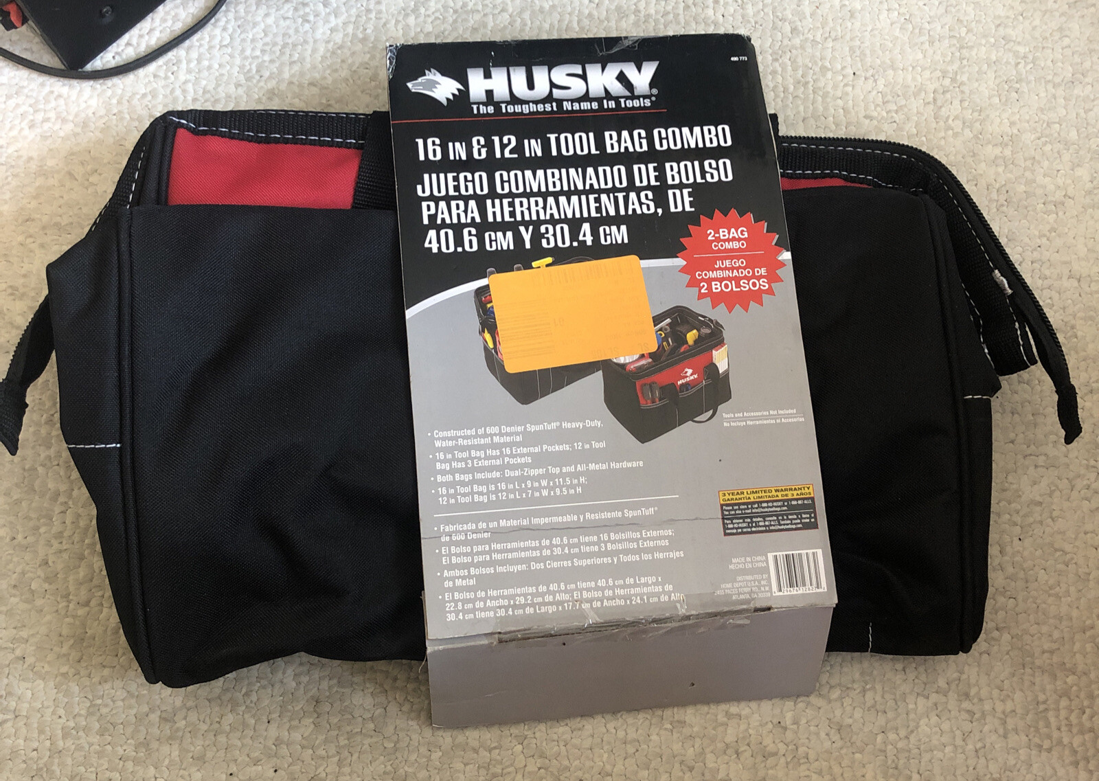 NEW Husky 16in & 12in TOOL BAG COMBO