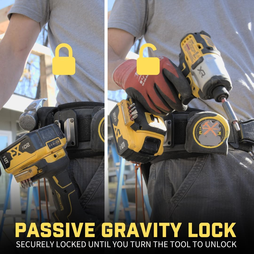 Pinpal Pro | Universal Tool Holster – Gravity Locking Clip-On Tool Belt Holder f