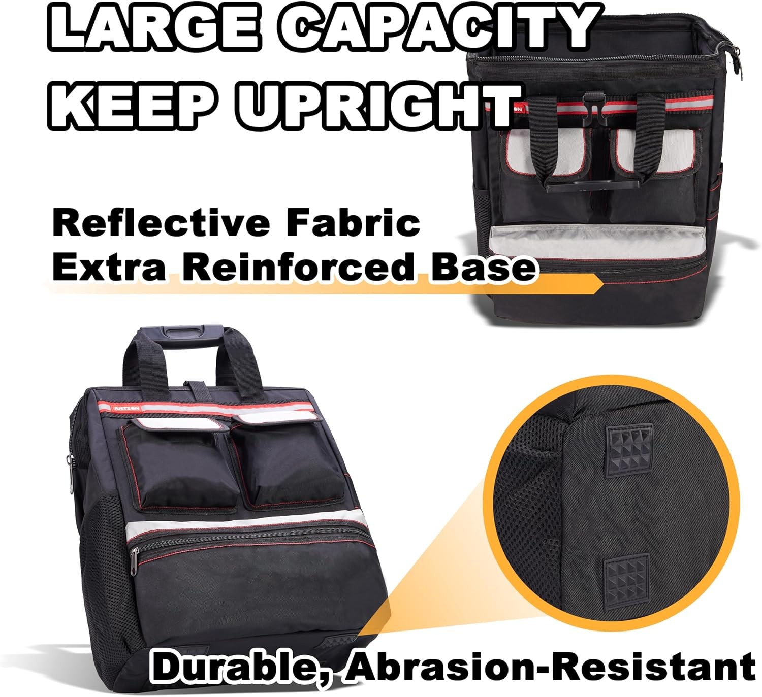 Backpack Tool Bag with Padded Back Support Heavy Duty Tool Kit Carrier Storage B