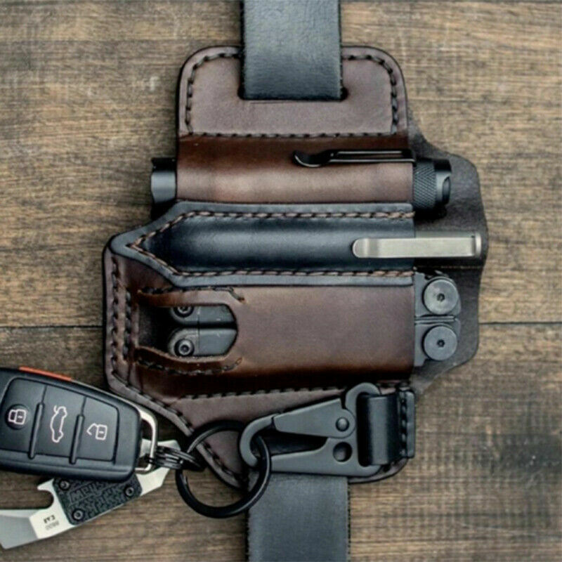 Handmade Multitool Leather Sheath EDC Pocket Organizer Tool Holder for Camping