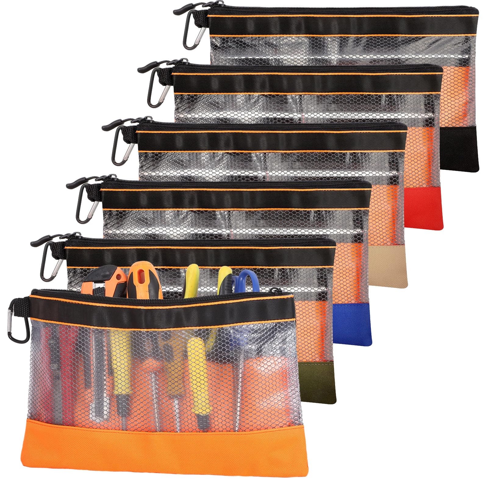 6 Pcs 11.8″ Clear Tool Pouch Tool pouch Bags Zipper tool pouch with Heavy Dut…