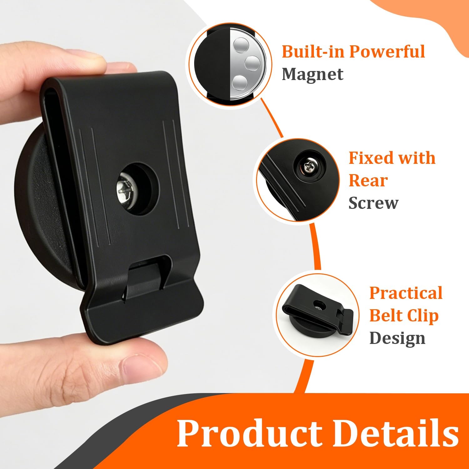 3 PCS Belt Magnetic Clips Heavy Duty Magnetic Tool Holder Black Magnet Belt O…