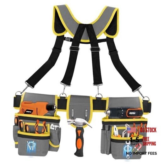 Tool Belts for Men with Magnetic Function, Large Yellow and Black