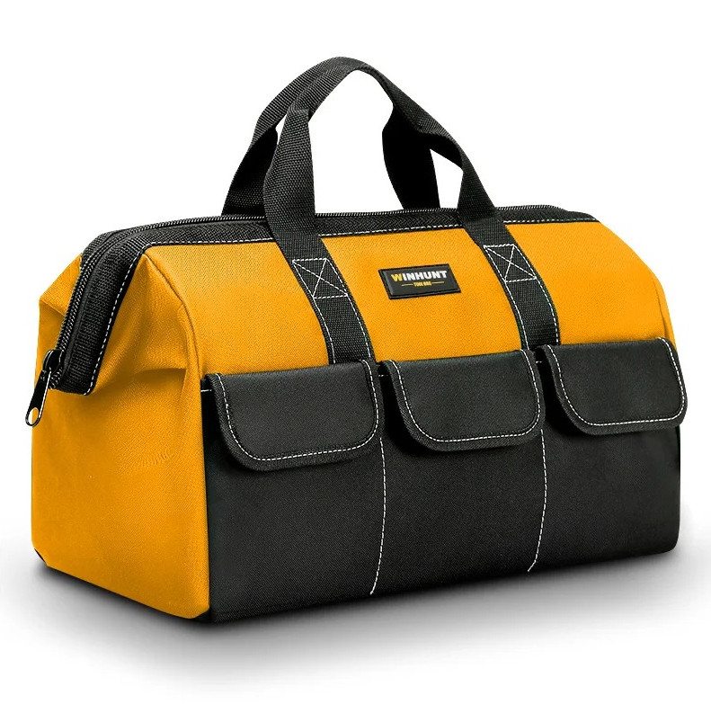 1pc Yellow Heavy Duty Tool Bag Wide Mouth Electrician Storage Tote – NEW