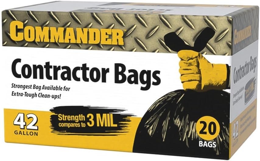 42 Gallon 3 MIL Heavy Duty Contractor Trash Bags – Pack of 20 for Tough Jobs