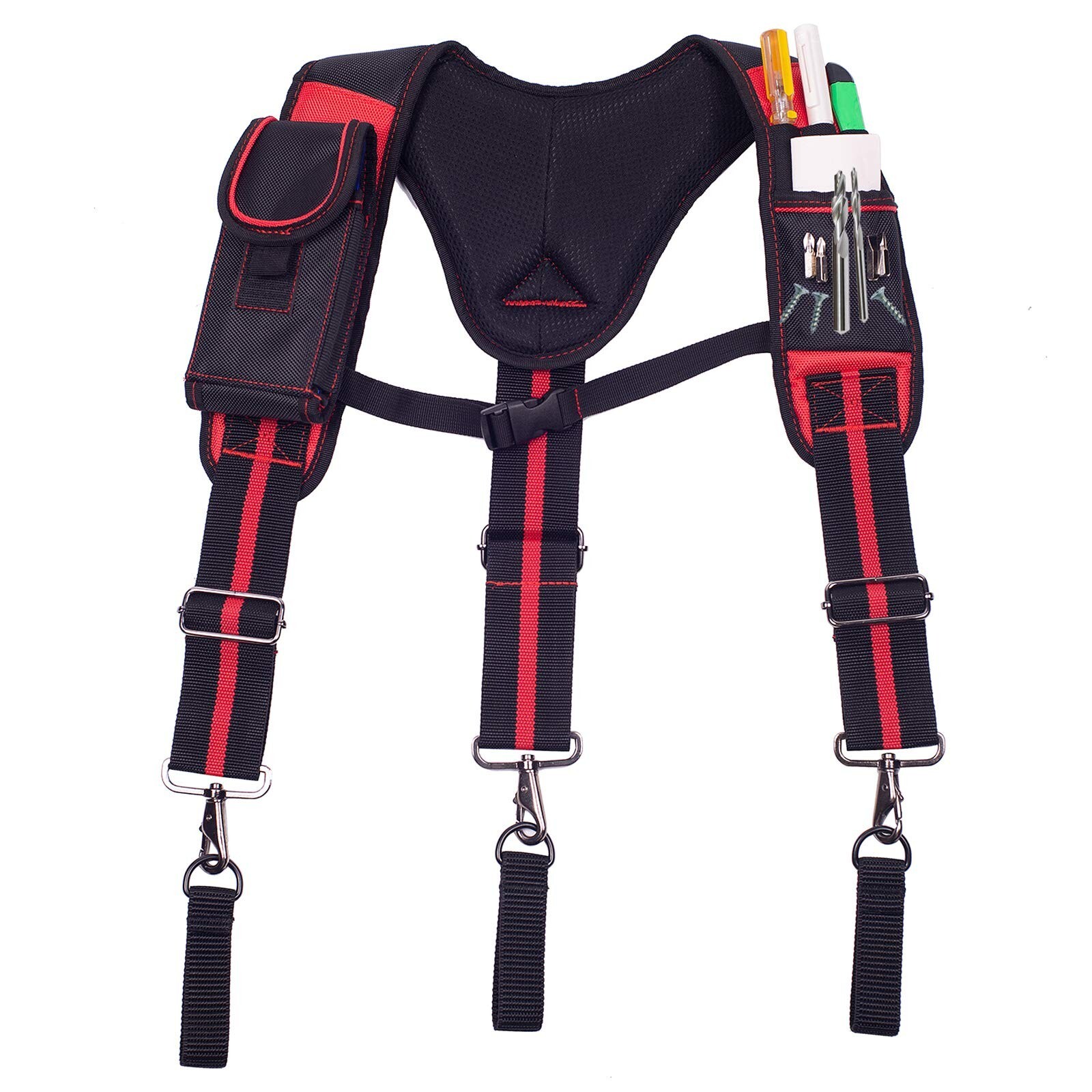 AISENIN Tool Belt Suspenders Construction Work Suspenders with Magnet Pocket,…