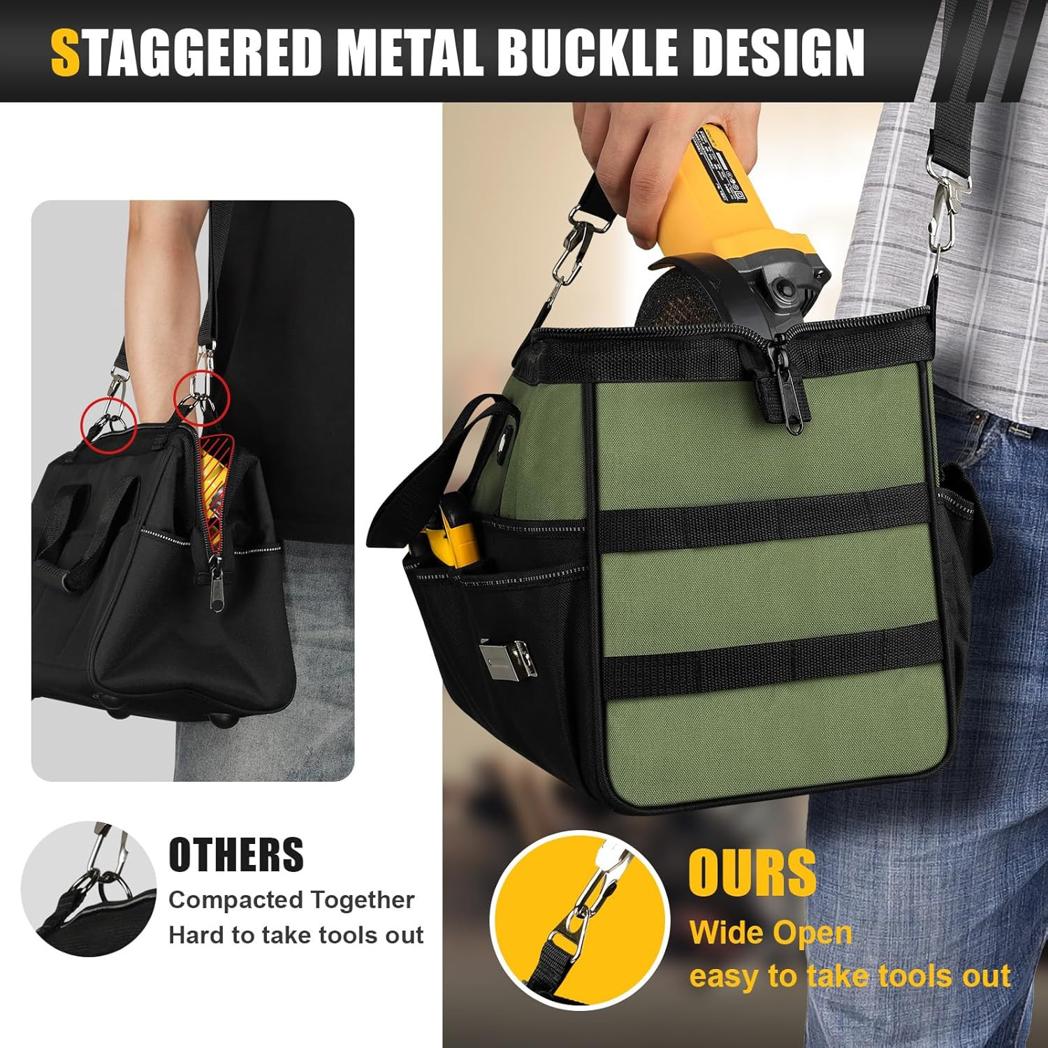 UUP 18-Inch Large Tool Bag, 16-Pocket Portable Tool Box Organizer Storage, Heavy