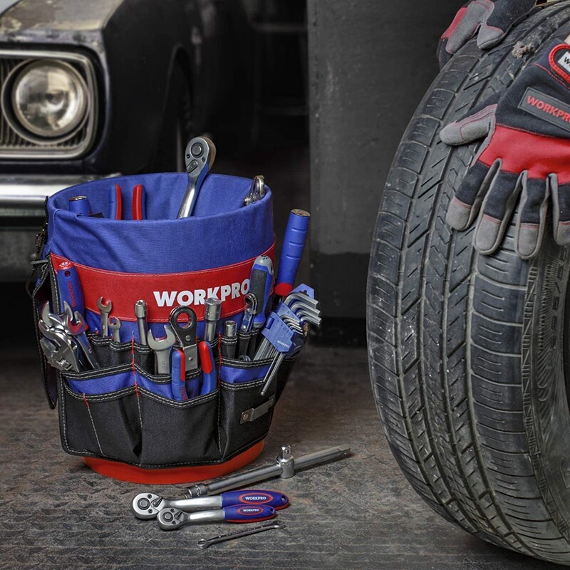 WORKPRO Bucket Tool Organizer51Pockets Fitsto3.5-5Gallon Bucket (Tools Excluded)