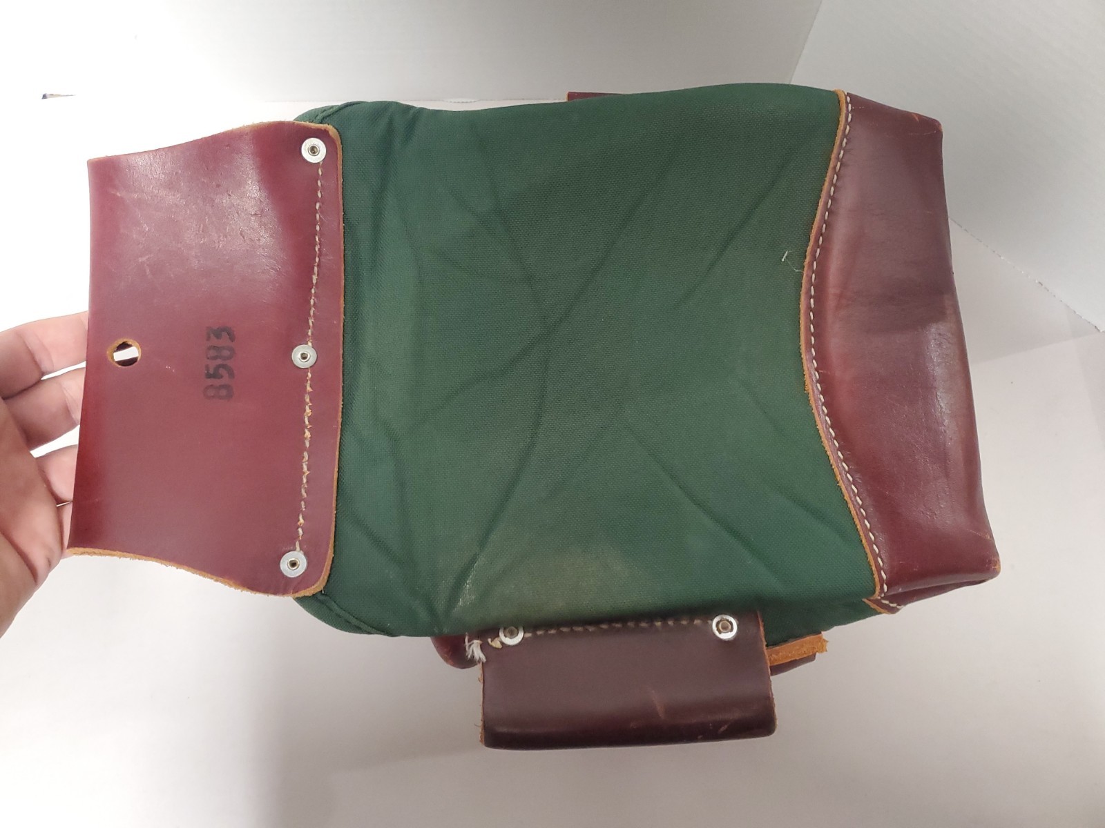 Occidental Leather 8583-Tool Bag – Green Canvas & Leather 3-Pouch Nail Bags