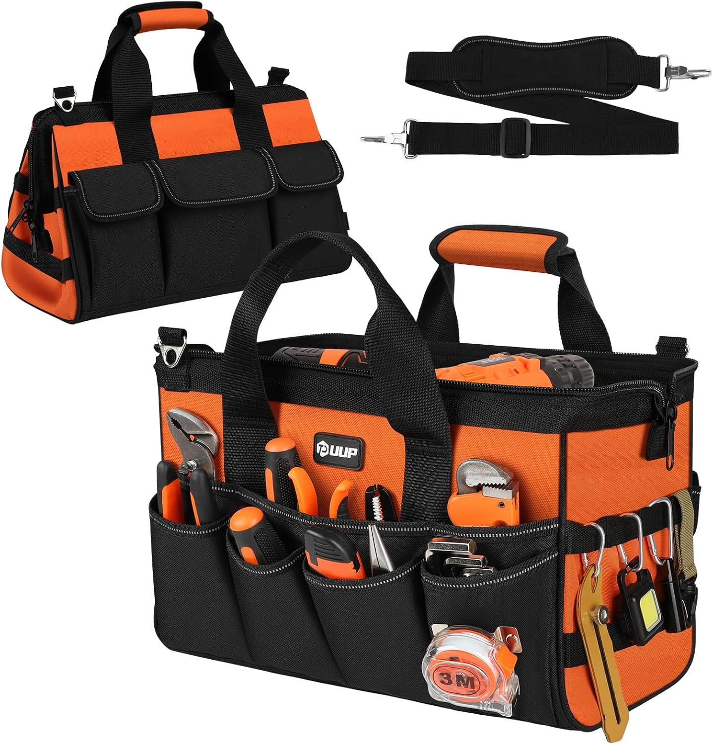 Heavy Duty Tool Bag 18-Inch, 16-Pocket Portable Soft Tool Box Organizer Storage,