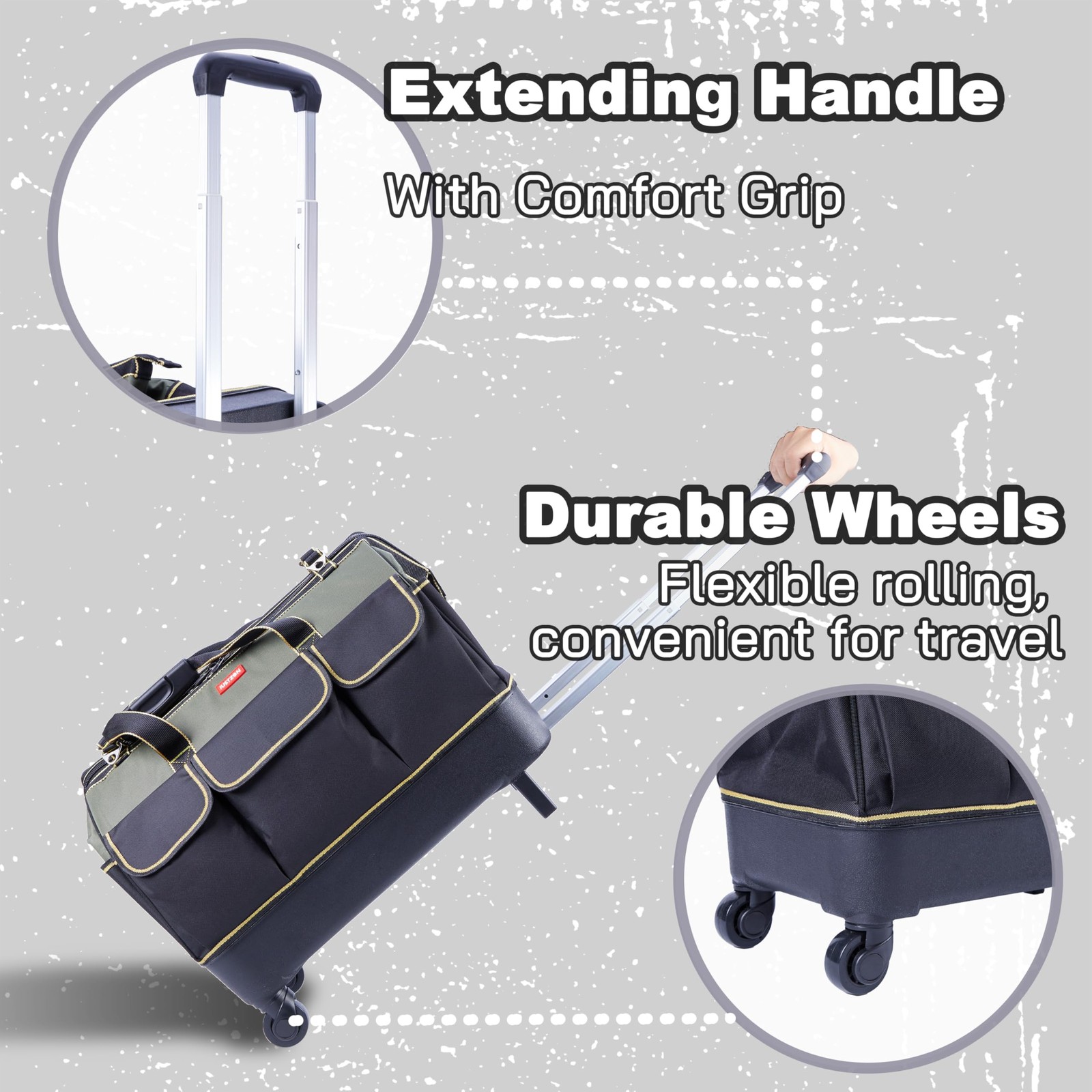 rolling tool bag with wheels for Electrician HVAC Tool Bag Organizer ，pull ro…