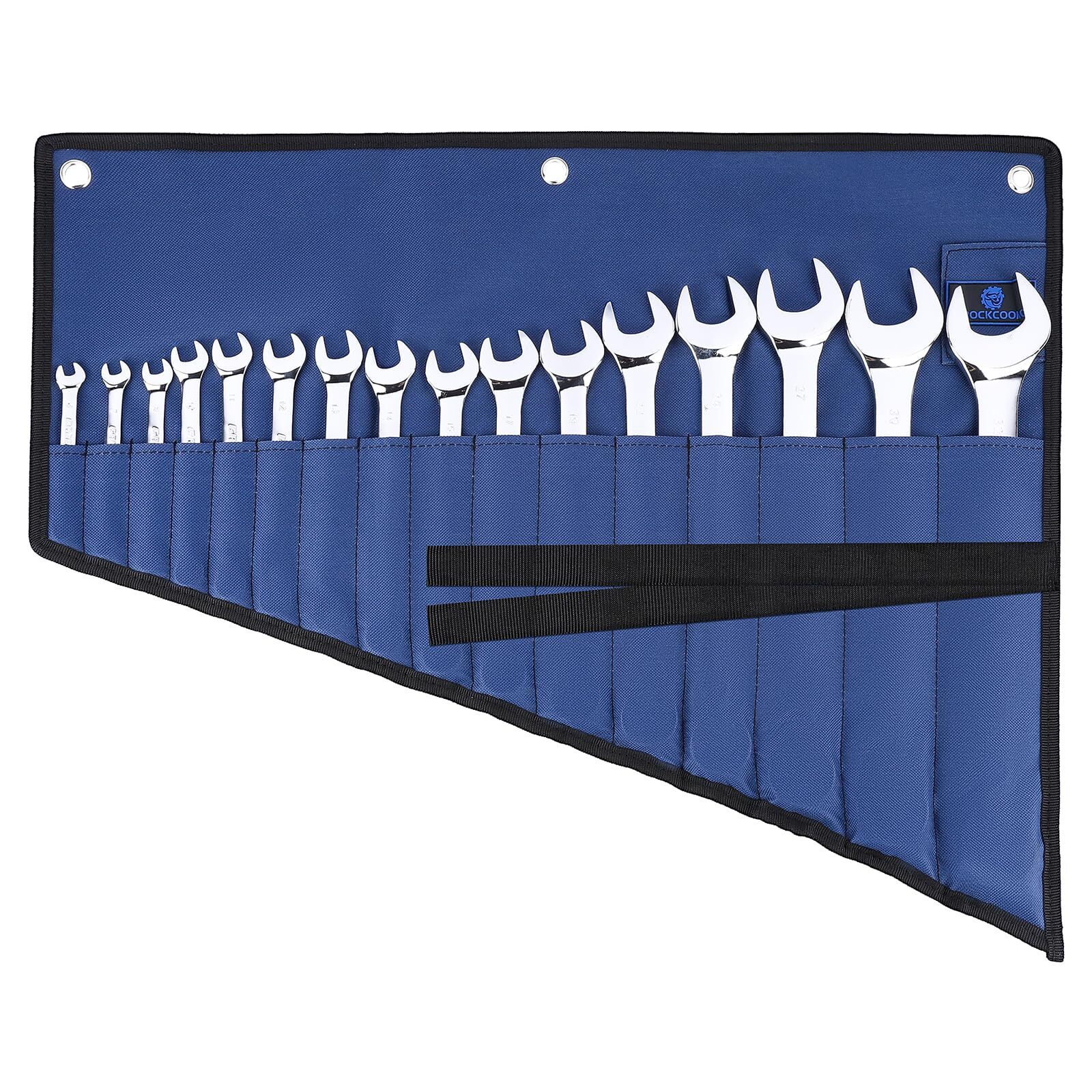 ROCKCOON 16 Pockets Wrench Roll Organizer, Rolled Tool Pouch Bag with Water P…