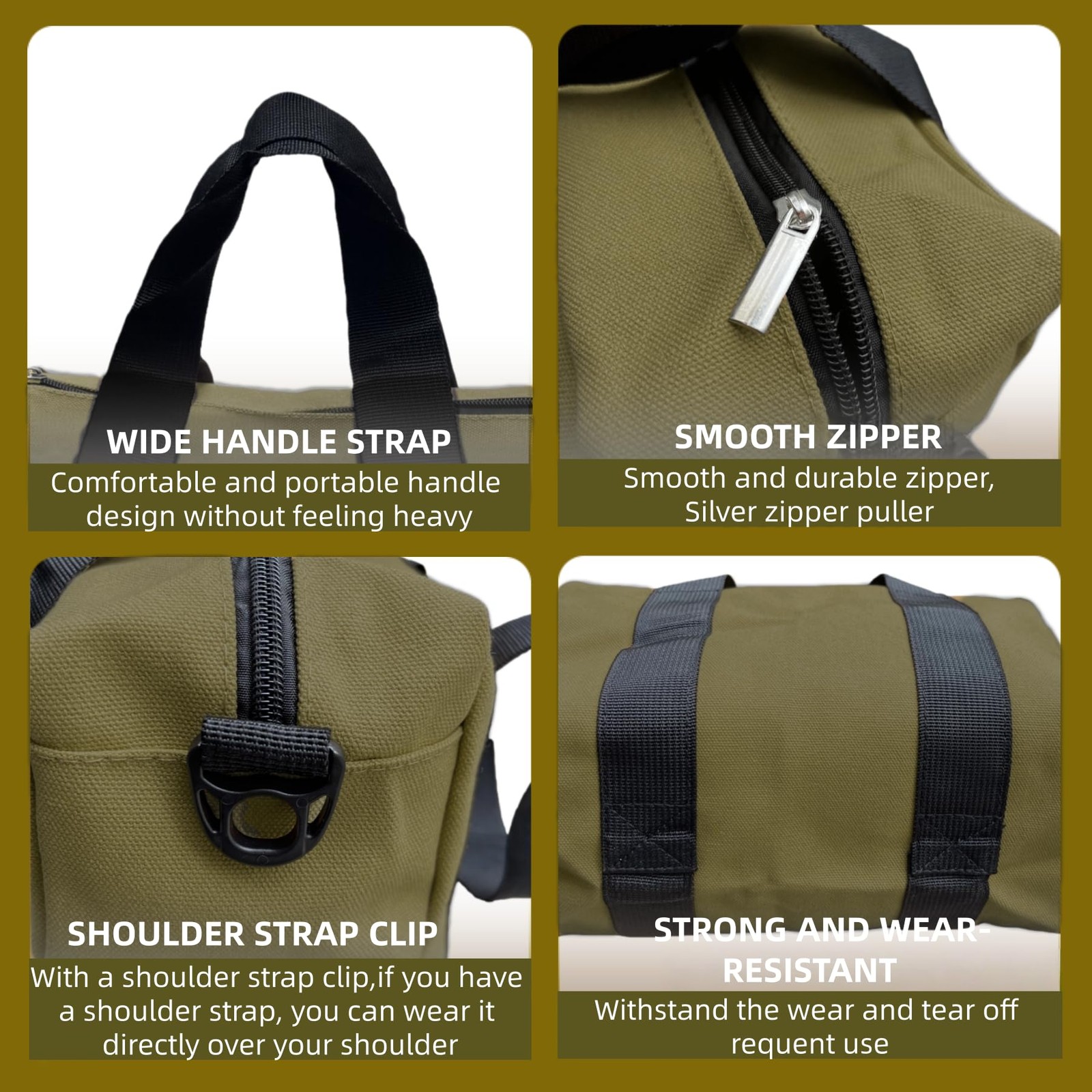 BLIRITEL 20 Inch Army Green Wide Mouth Tool Bag