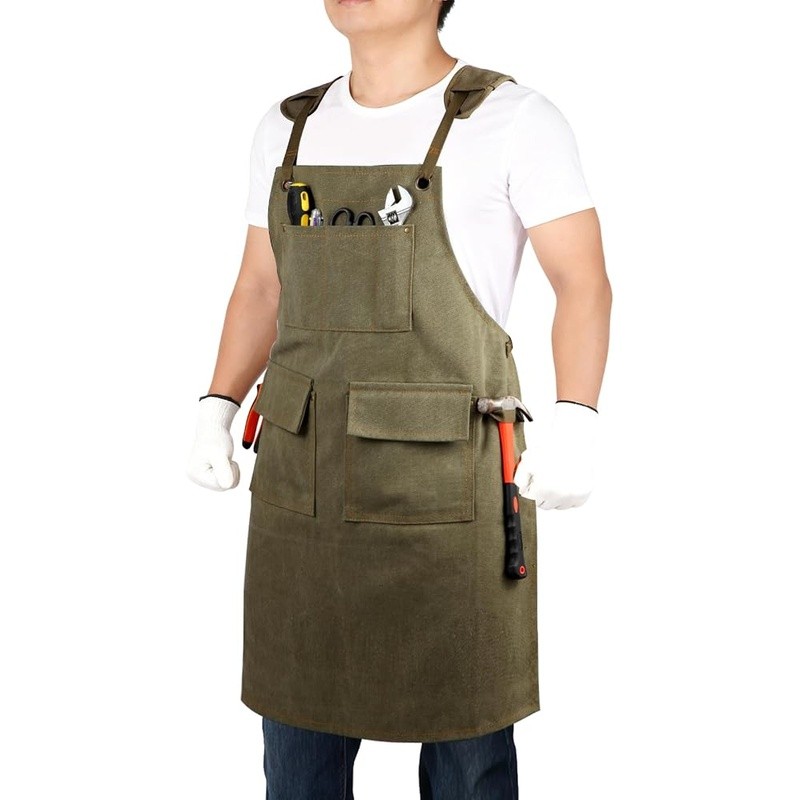 Waterproof Work Apron Adjustable Straps 4 Pockets Carpenters Technicians New