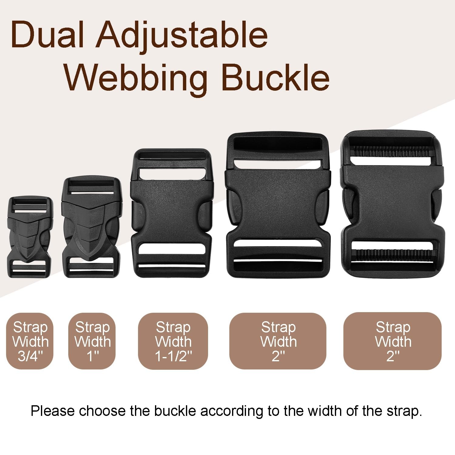 CooBigo 6 Pack 3/4″ Buckles for Strap Quick Side Release Buckles Replacement, Ba