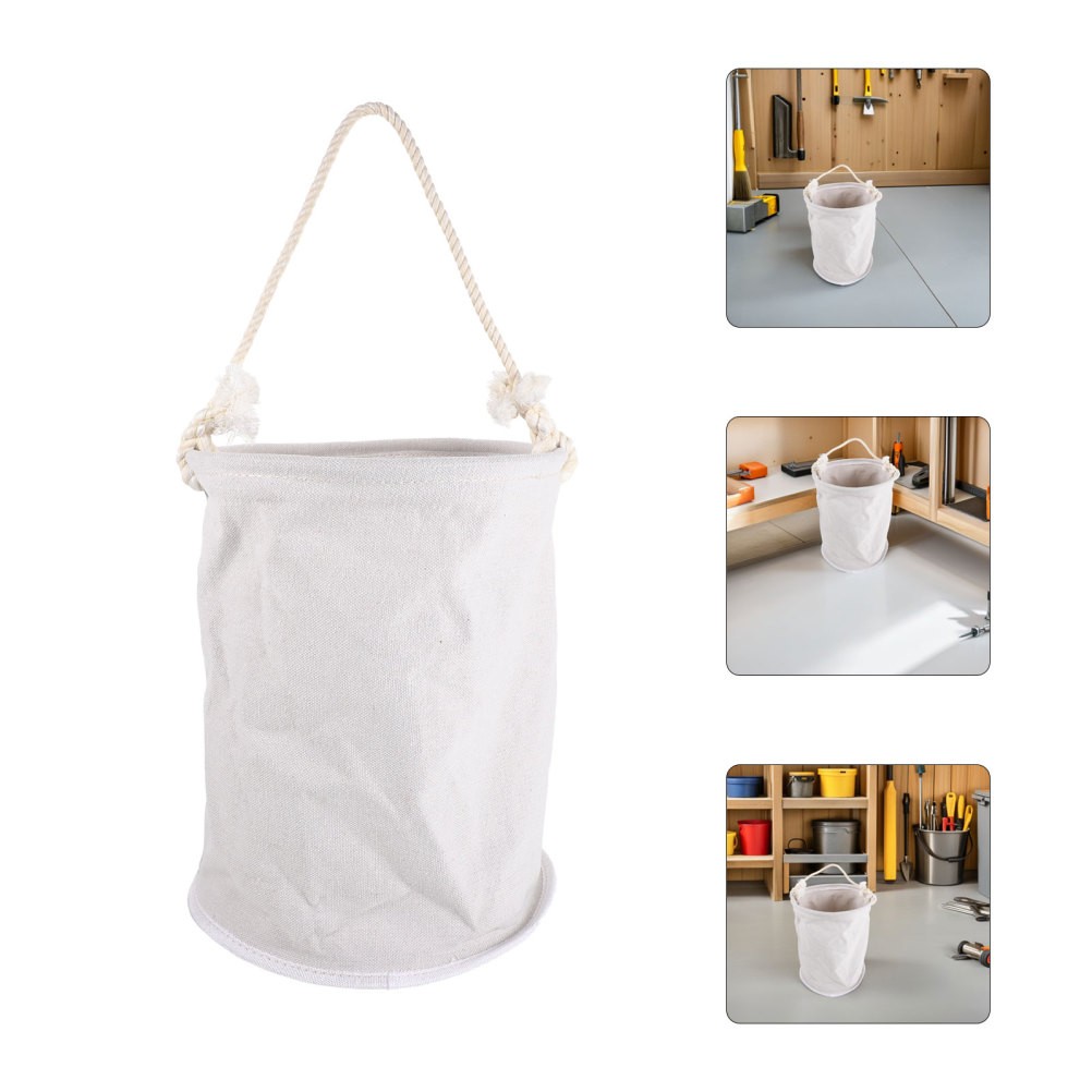 White Canvas Utility Tool Bucket Bag for Scaffold Hoist and Work At Height Tasks