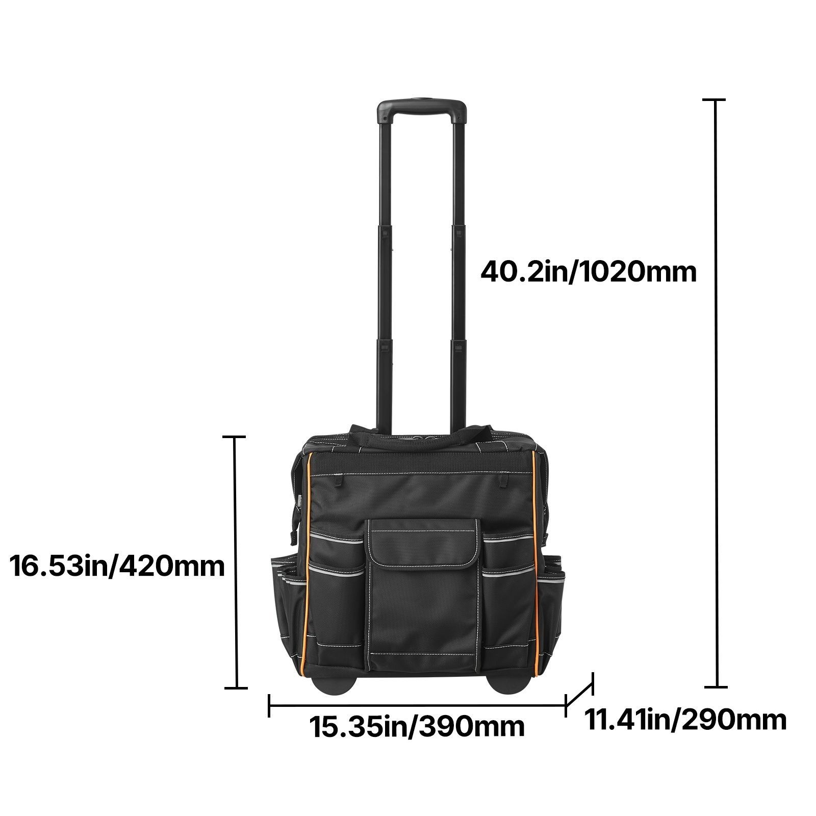 Rolling Tool Bag with Wheels 110 lbs Load Capacity 25 Pockets for Heavy Duty Use