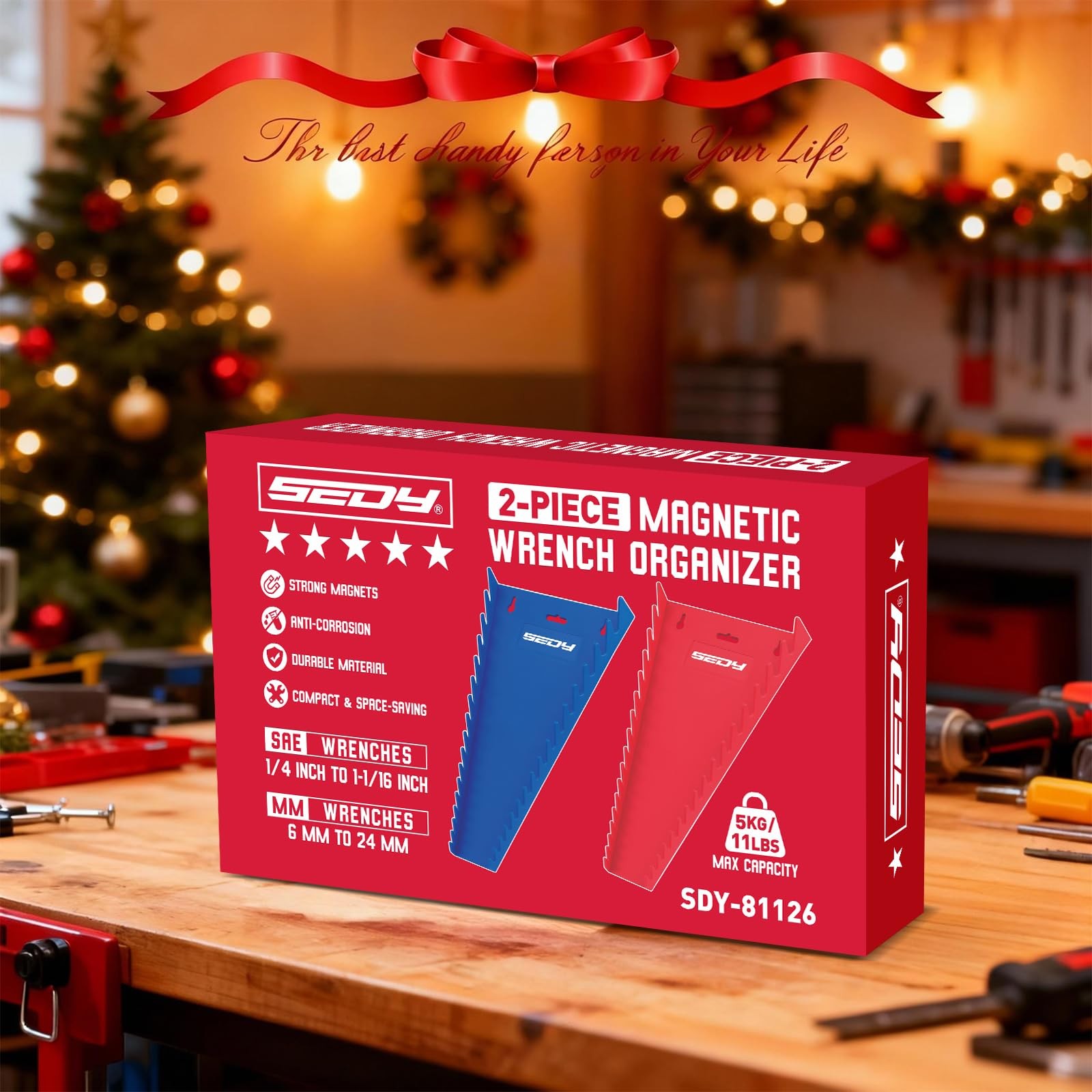 2-Pack Magnetic Wrench Organizer, 32-Slot Premium Rack Holder Tool…