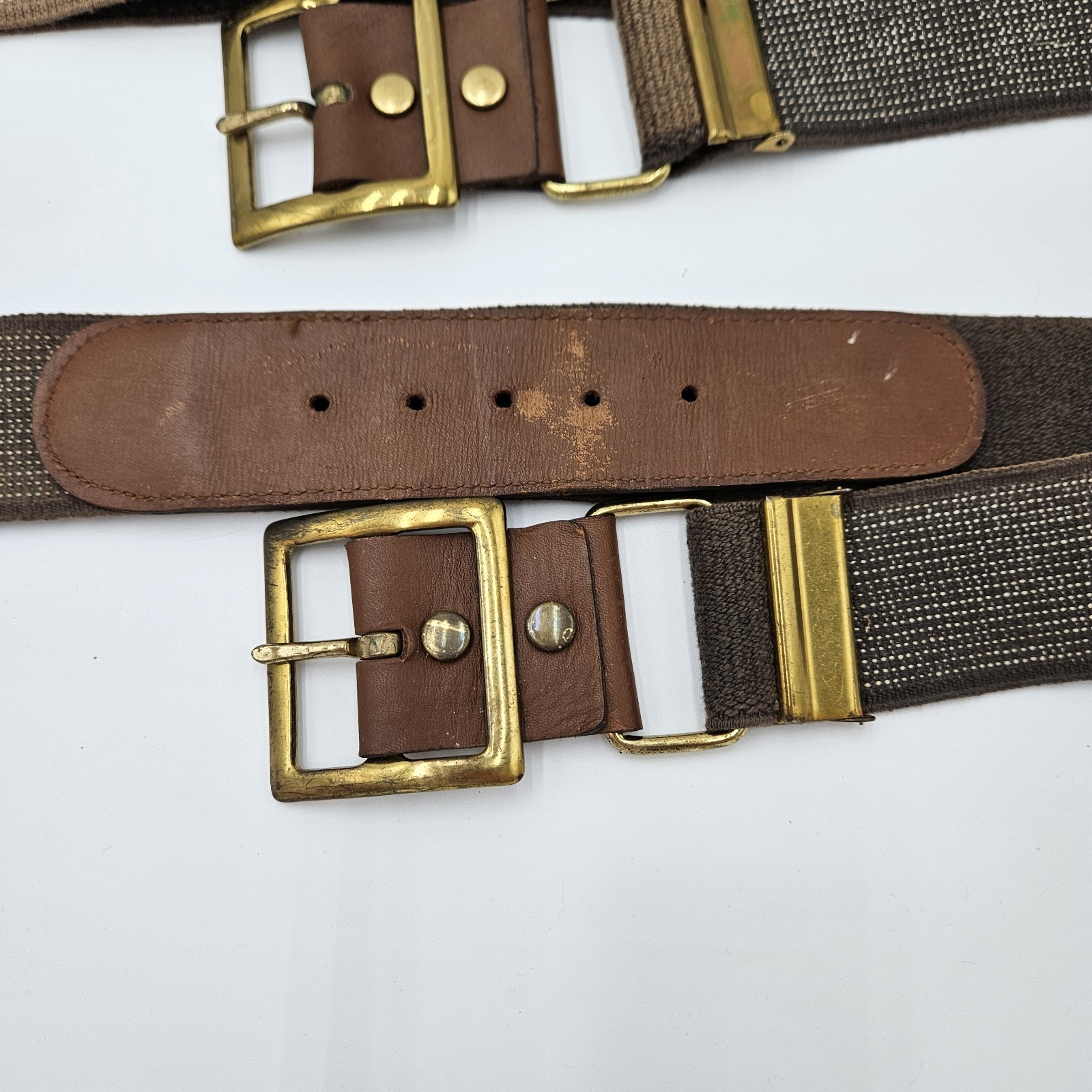 3 Vintage Tool Belts, Belts only, Canvas & Leather, Adjustable Size, Buckles