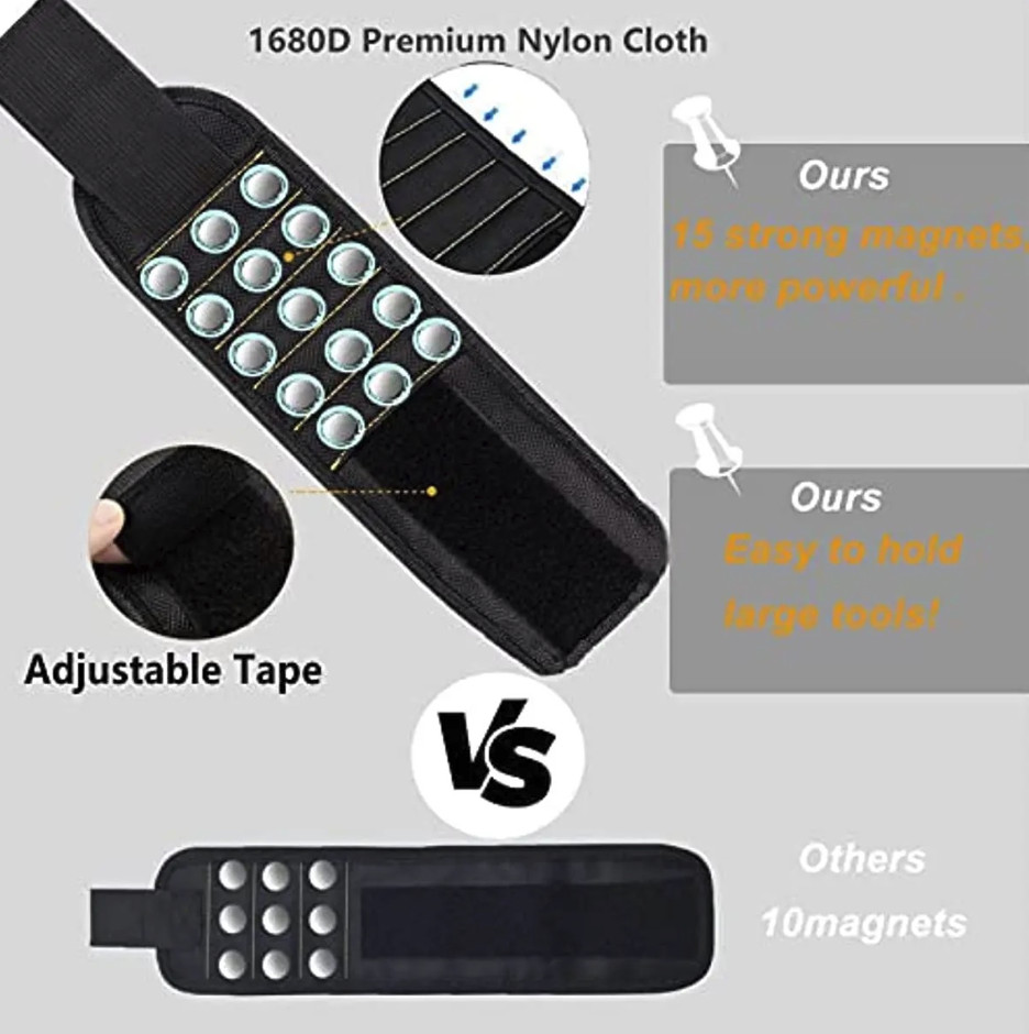1pc Magnetic Wristband Tool Holder for Screws, Nails & Drill Bits – NEW