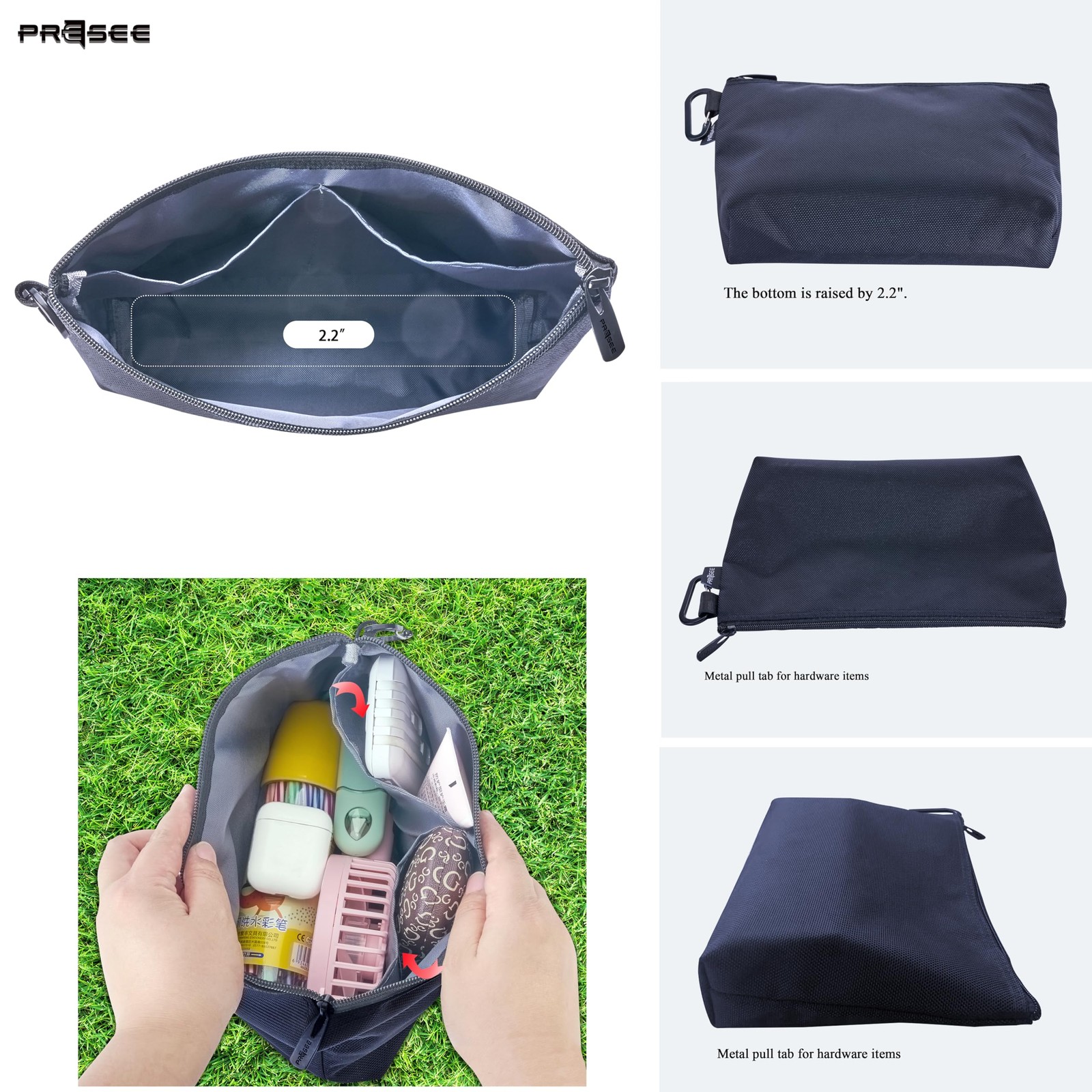 Tool Pouch Zipper Small Tool Bag Pouches Organizer Bag with Metal Carabiner, …