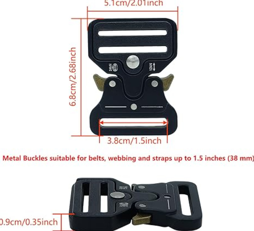 2 Pack Metal Quick Release Buckles, 1.5 inch (38mm), Adjustable for Backpack