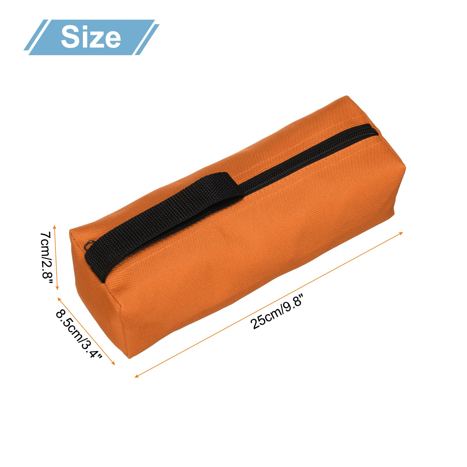 Zipper Utility Tool Bag 9.8×3.4×2.8 Inch Multi-purpose Tote Bag, Orange
