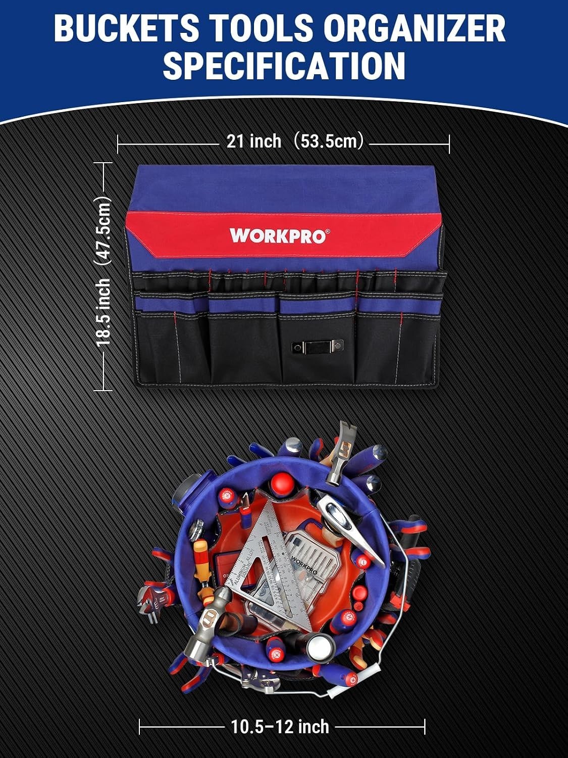 Bucket Tool Organizer with 51 Pockets Fits to 3.5-5 Gallon Bucket Tools Exclu…