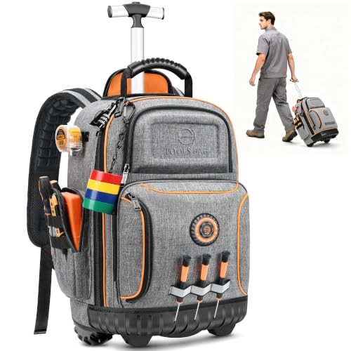 Rolling Tool Backpack 75 Pocket Heavy Duty Electrician