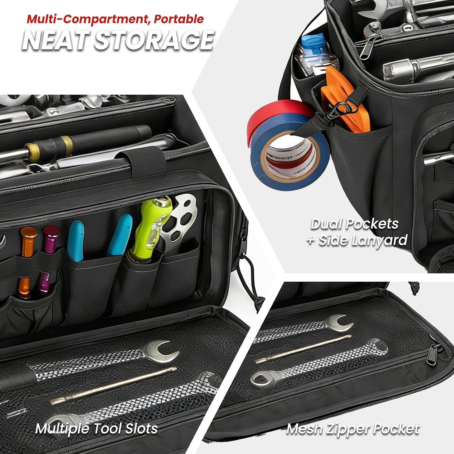 Durable Canvas ToolBag 14-Inch Organizer Tote Reinforced Bottom Multiple Pockets