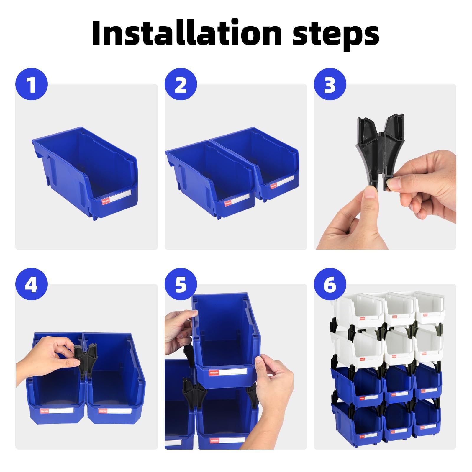 12 Packs Stackable Storage Bins, 11″ x 5″ x 5″ Plastic Bins,
