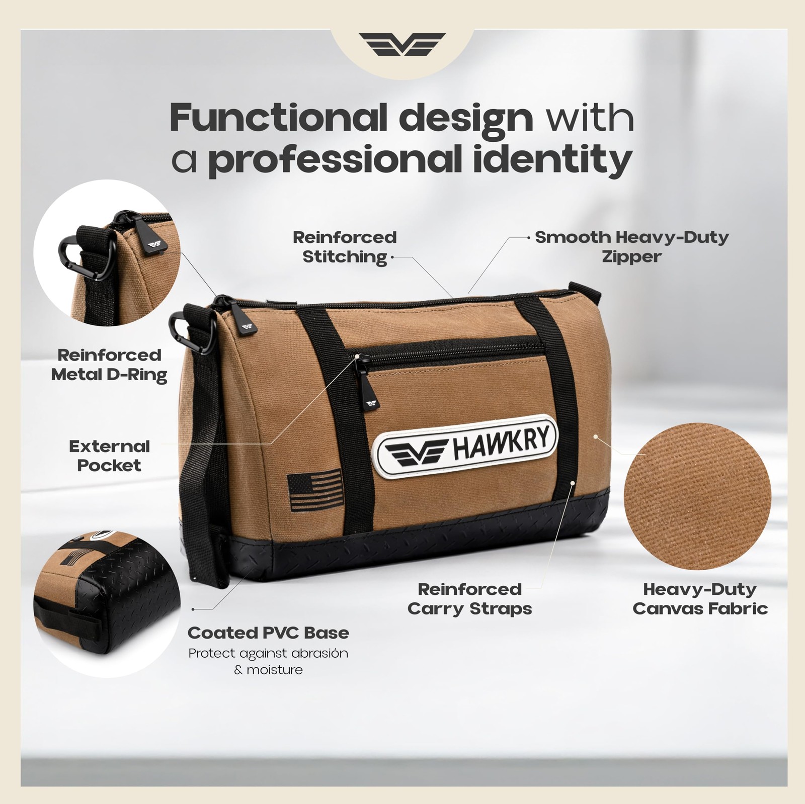 Heavy Duty Canvas Tool Bag – Waterproof Canvas Zipper Pouch, Garden Tool Bag,…
